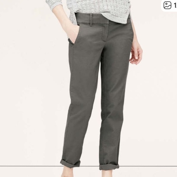 LOFT Pants - Loft Gray Marisa Chino ANKLE Casual Dress Pants Size 10